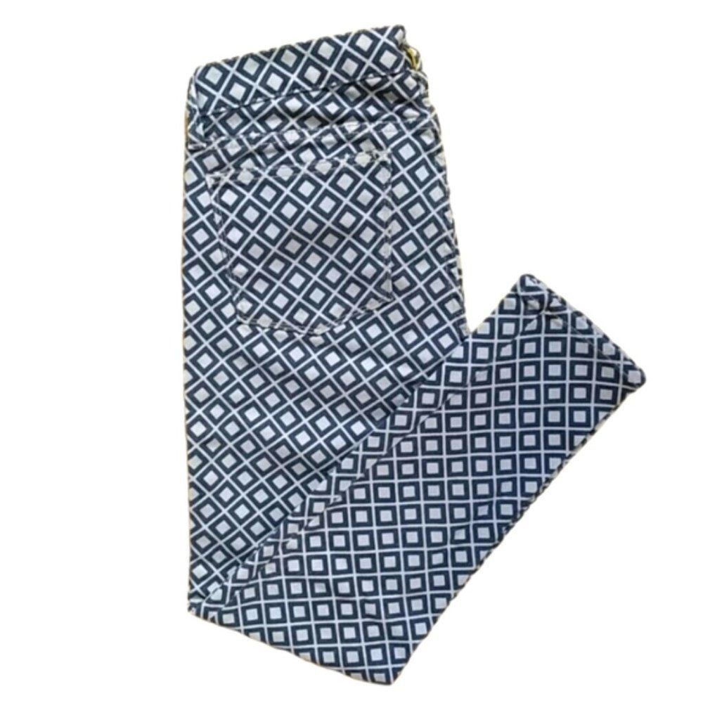 J. Crew Geometric Print Skinny Ankle Jeans Women's 26 Blue